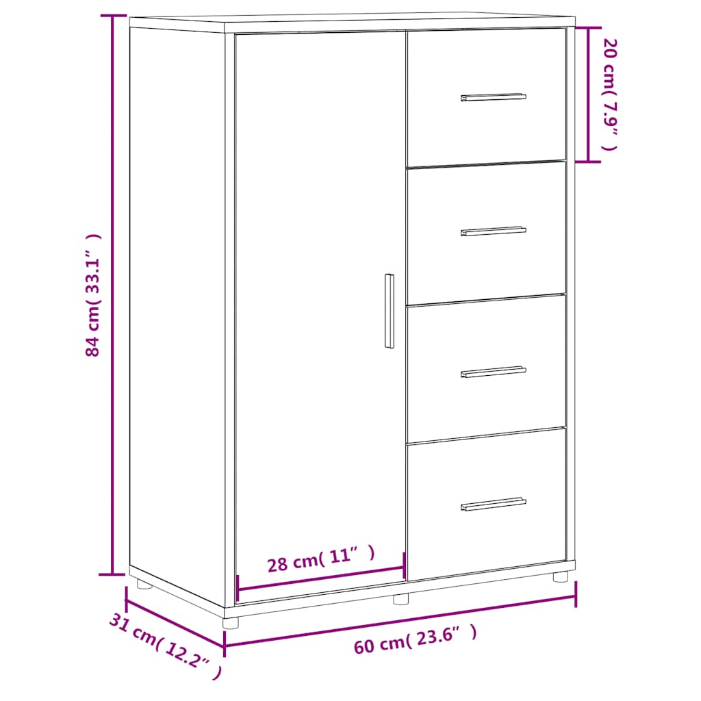 Sideboards 2 pcs Grey Sonoma 60x31x84 cm Engineered Wood