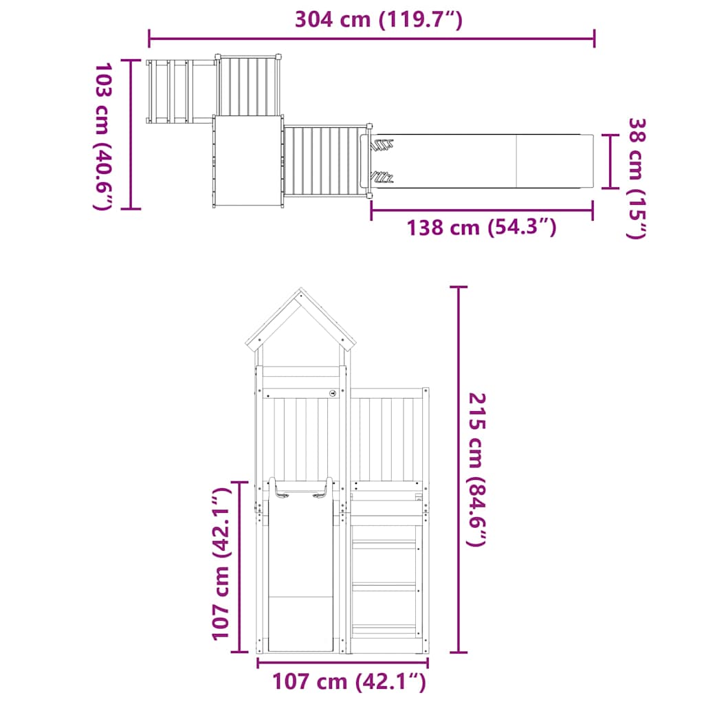 Outdoor Playset Solid Wood Pine