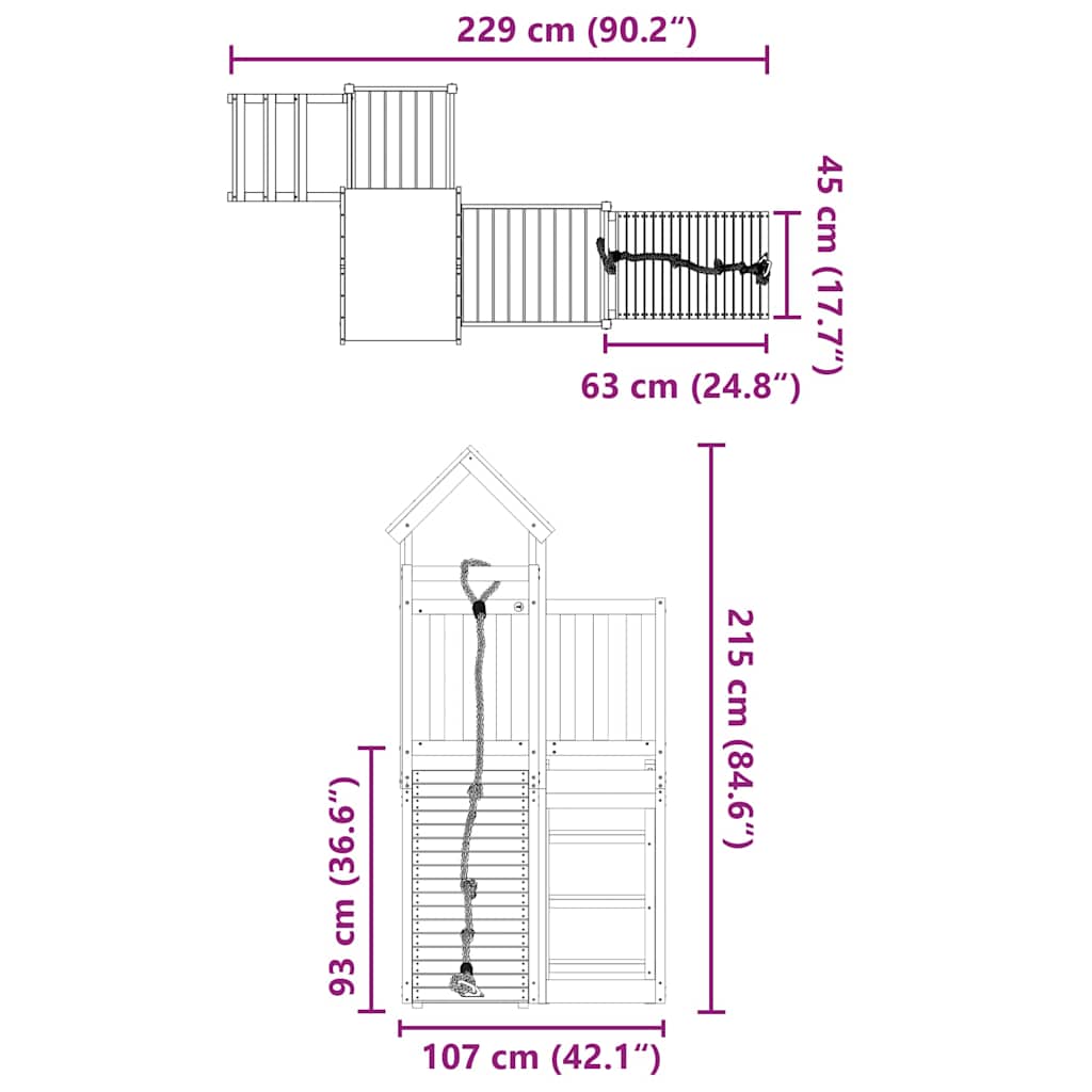 Outdoor Playset Solid Wood Pine