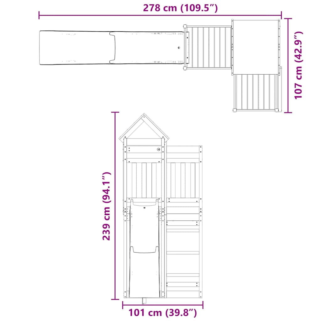 Outdoor Playset Solid Wood Pine