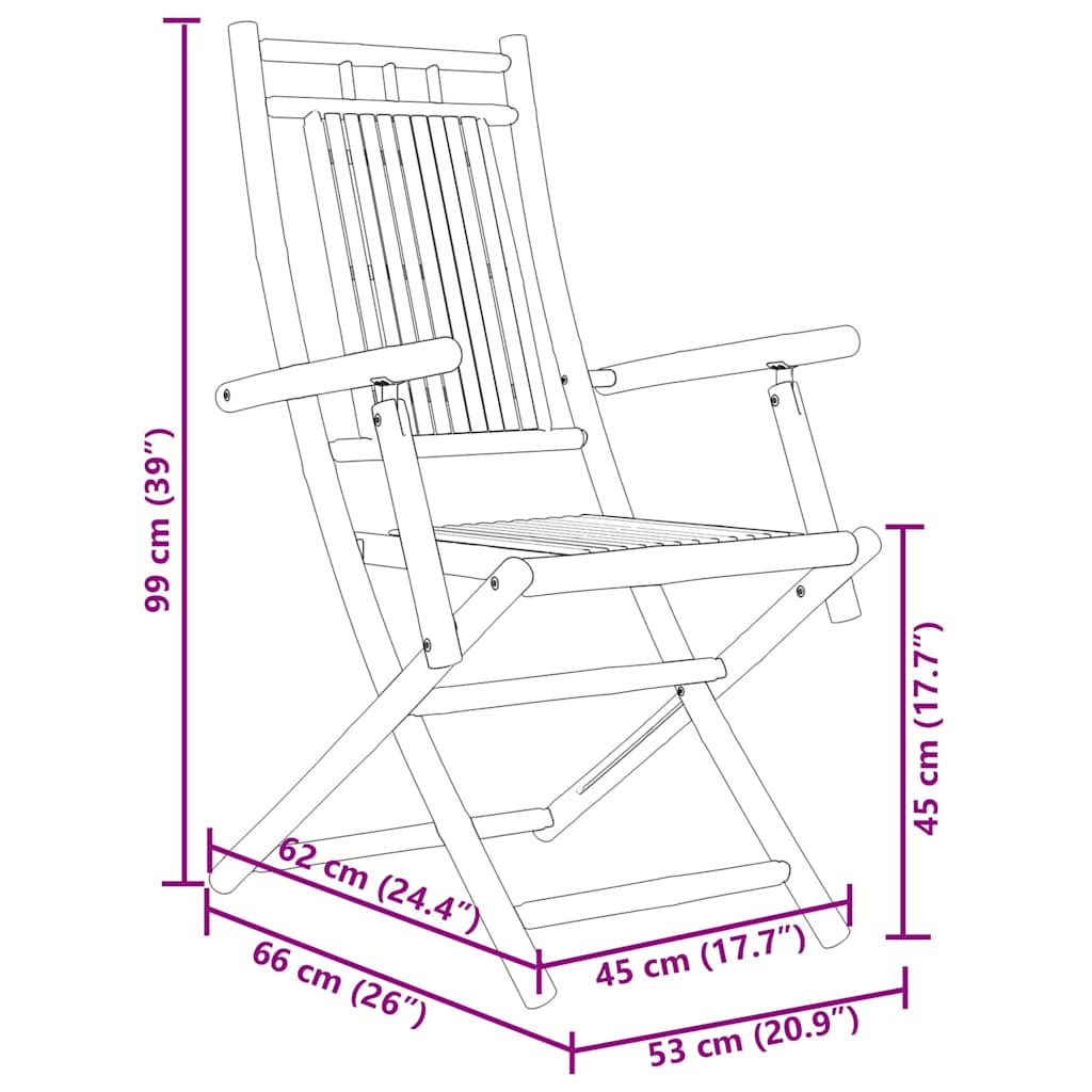 Folding Chairs 4 pcs 53x66x99 cm Bamboo