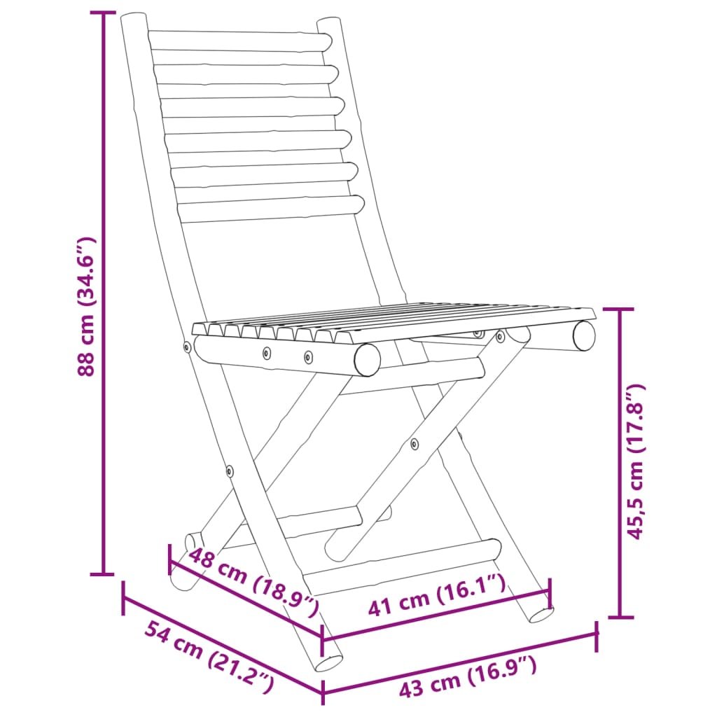 Folding Chairs 4 pcs 43x54x88 cm Bamboo
