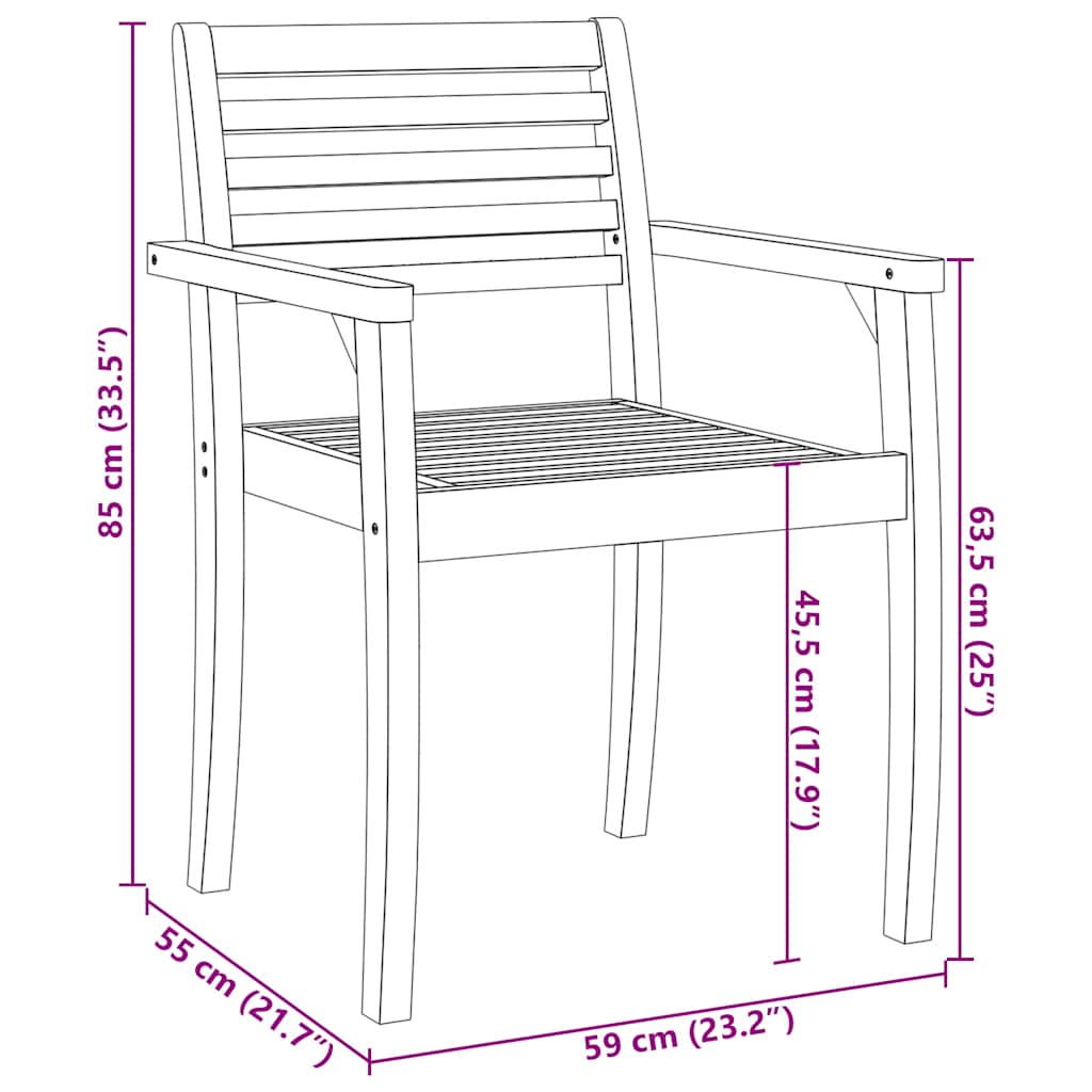 Garden Chairs 6 pcs 59x55x85 cm Solid Wood Acacia