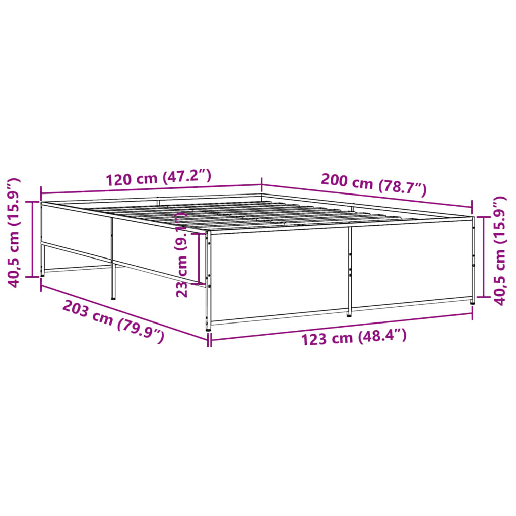 Bed Frame without Mattress Smoked Oak 120x200 cm