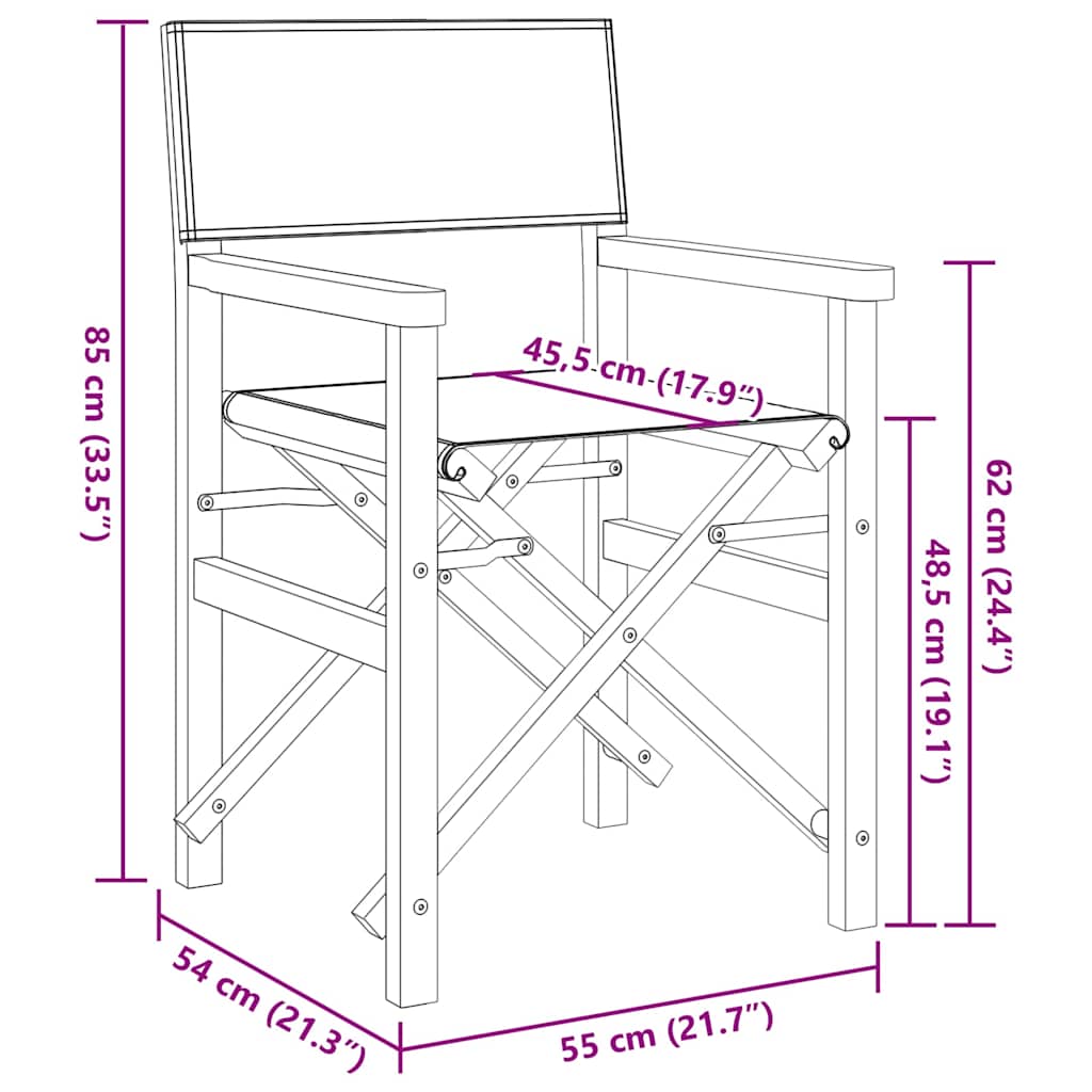 Folding Director's Chairs 2 pcs Grey Solid Wood Teak