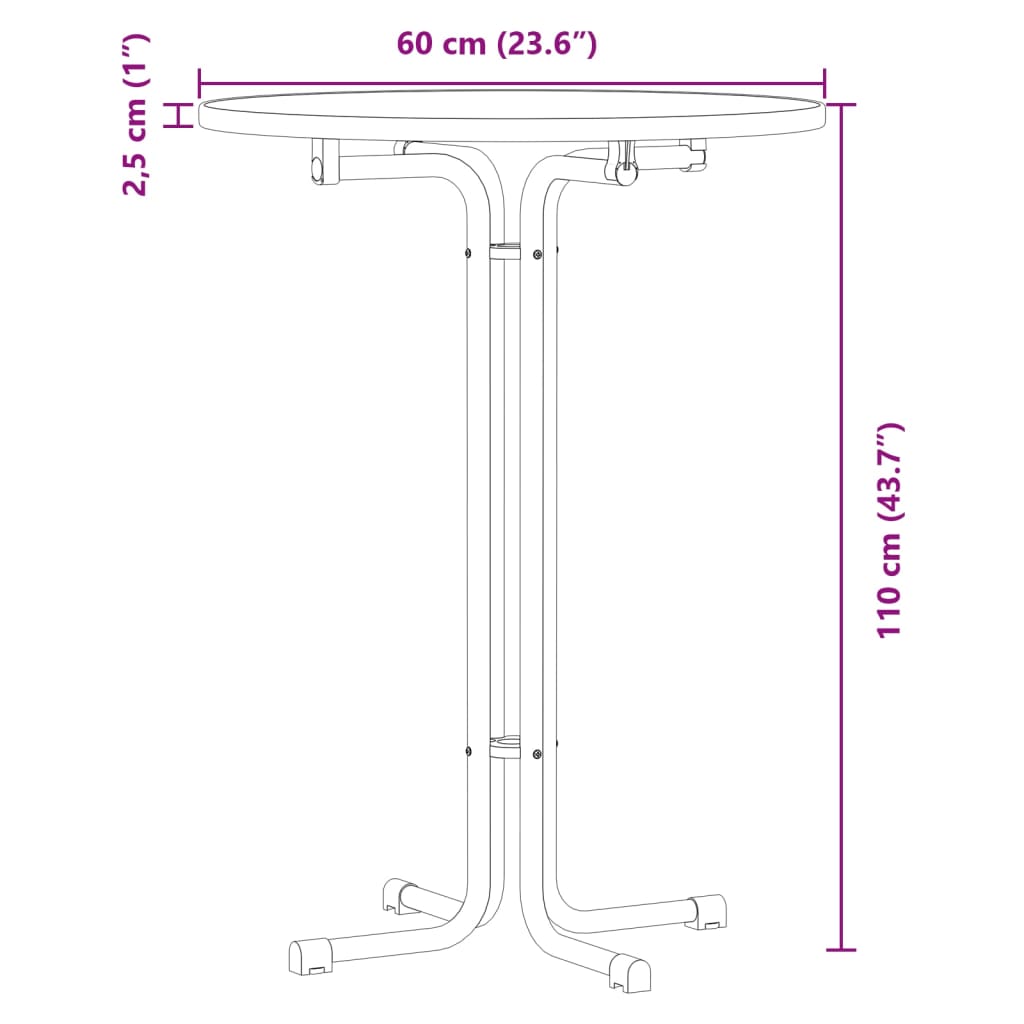 Bar Table White Ø60x110 cm Engineered Wood and Steel