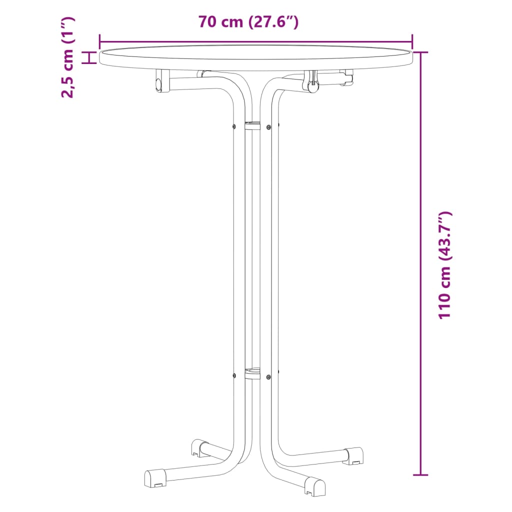 Bar Table Black Ø70x110 cm Engineered Wood and Steel