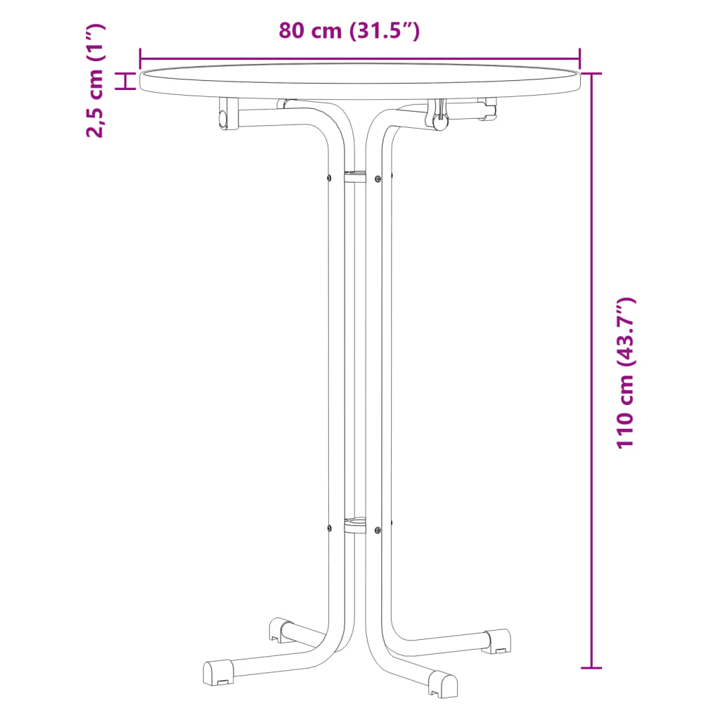 Bar Table Black Ø80x110 cm Engineered Wood and Steel