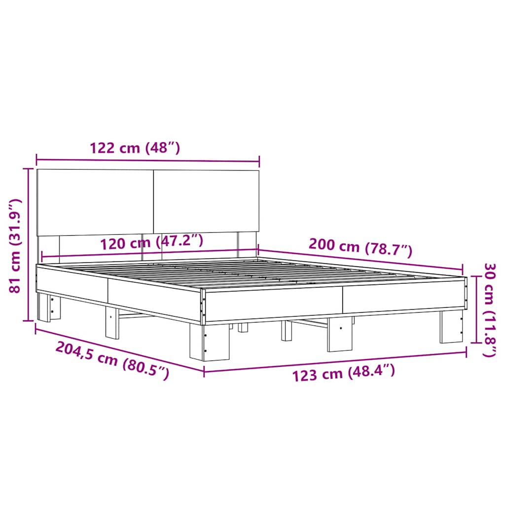Bed Frame without Mattress Brown Oak 120x200 cm