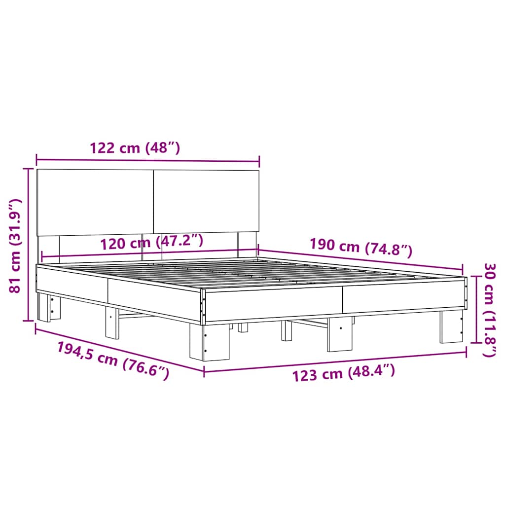 Bed Frame without Mattress Black 120x190 cm Small Double