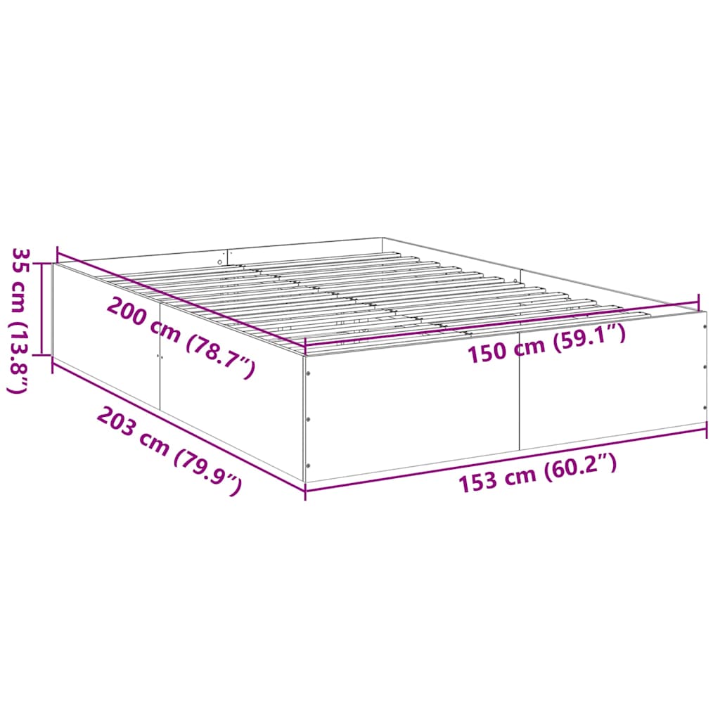 Bed Frame without Mattress Sonoma Oak 150x200 cm