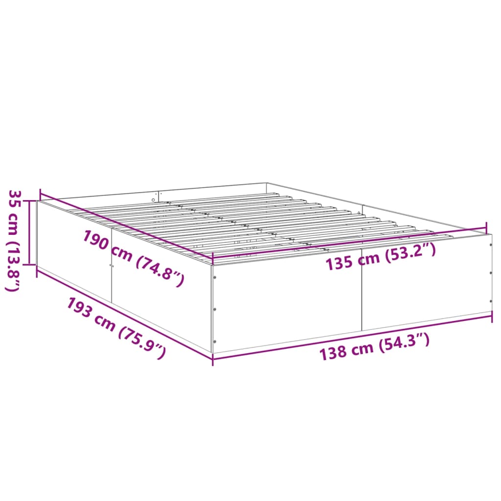 Bed Frame without Mattress Concrete Grey 135x190 cm Double