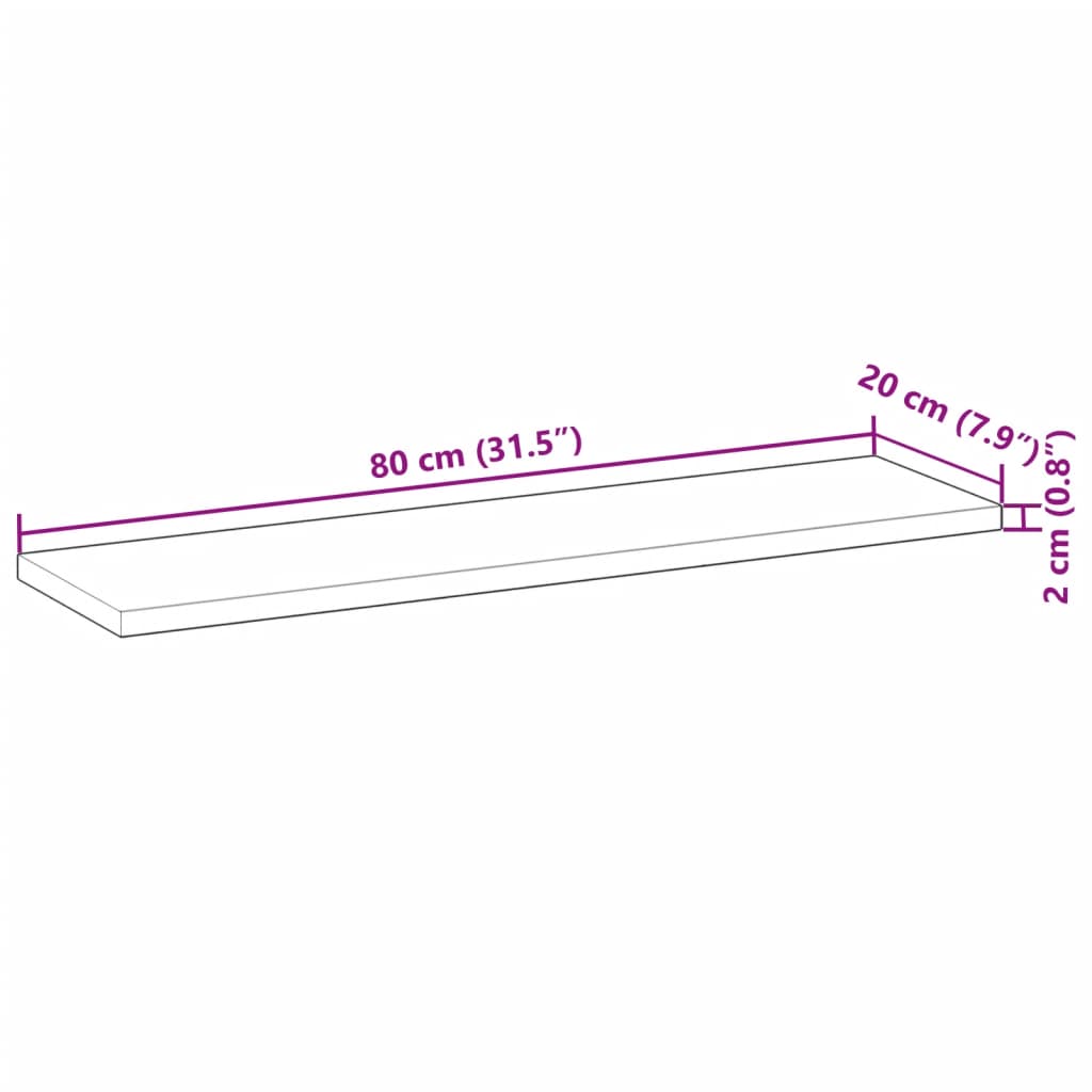 Floating Shelves 2 pcs 80x20x2 cm Oil Finished Solid Wood Acacia