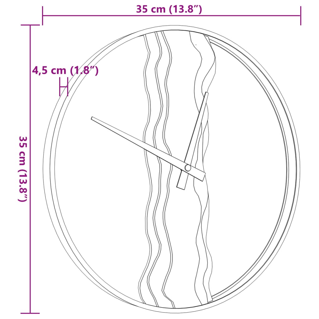 Wall Clock Brown Ø35 cm Iron and Oak Wood