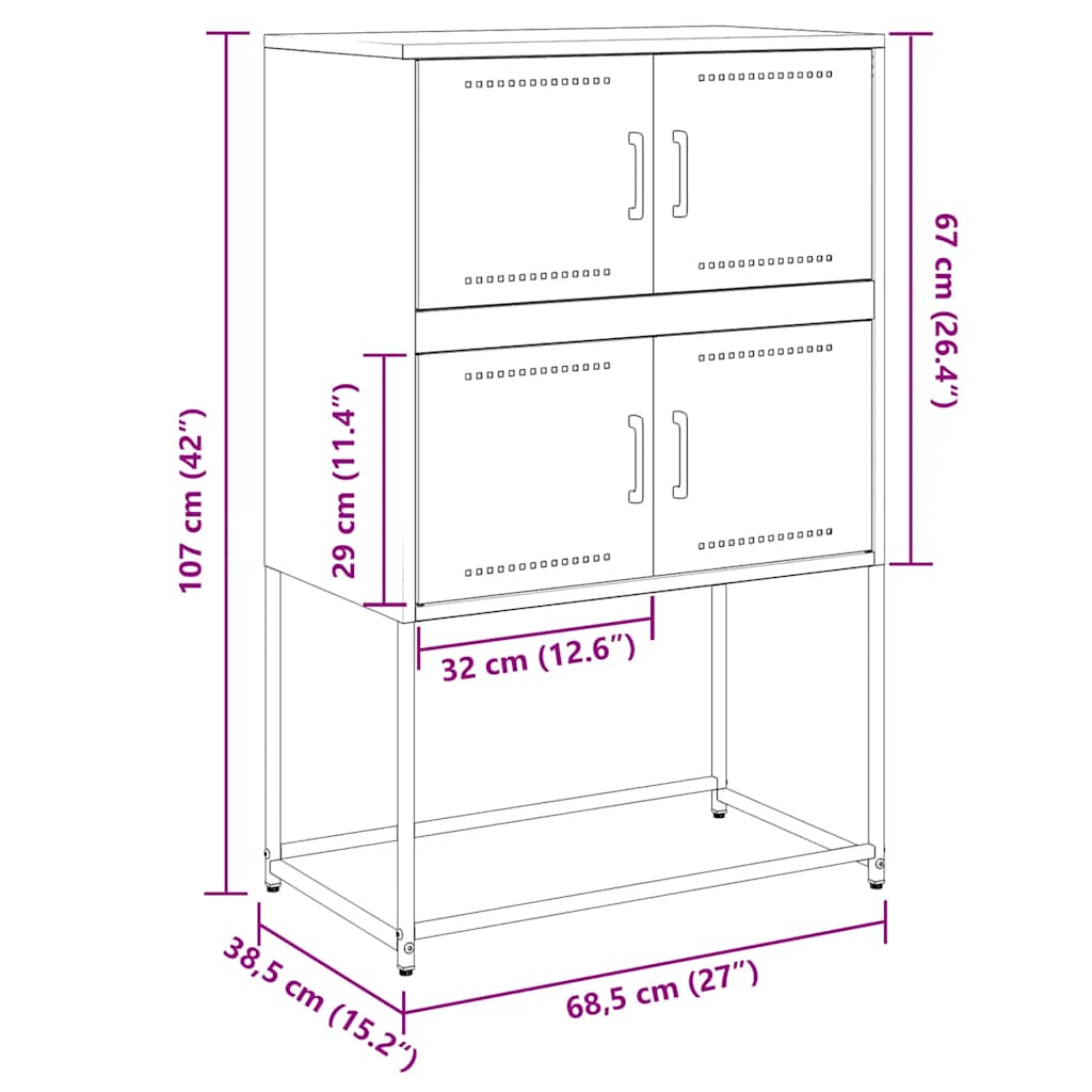 Sideboard Pink 68,5x38,5x107 cm Steel