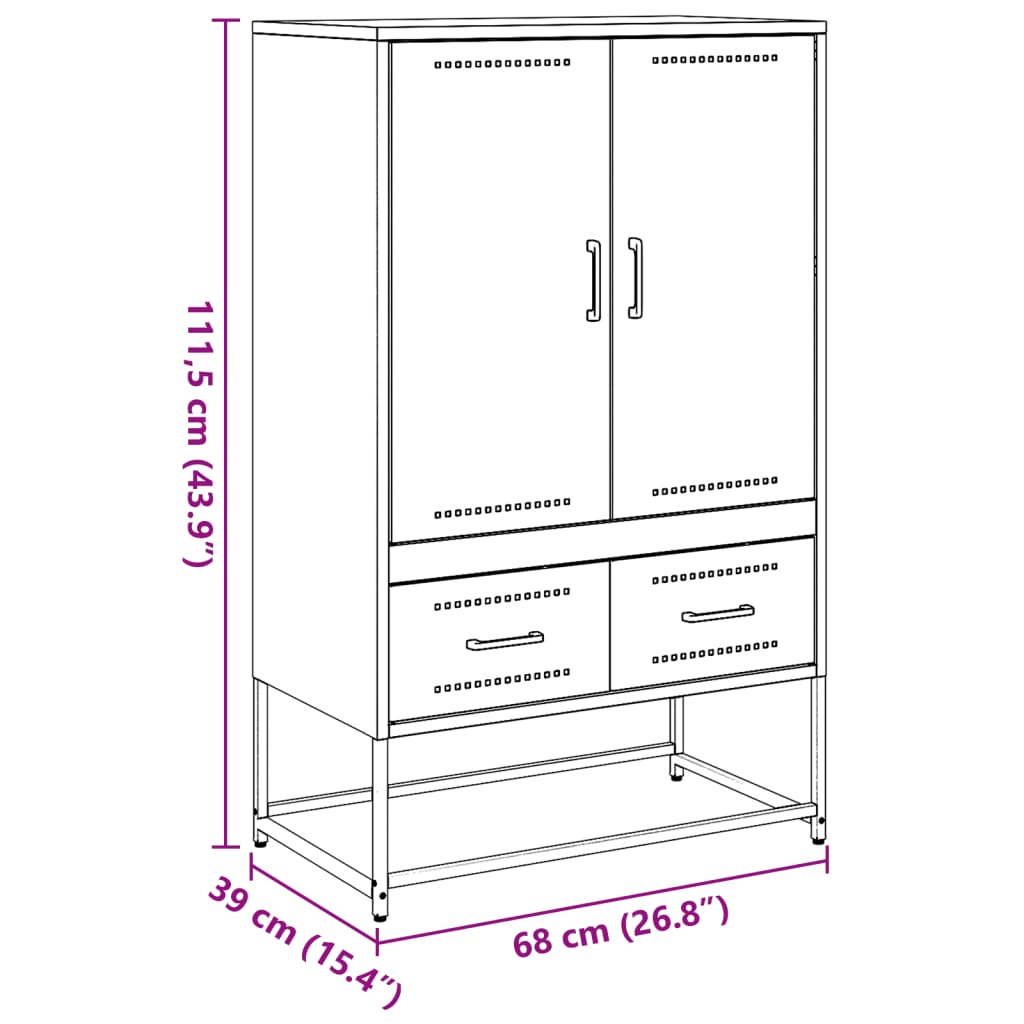 Highboard Black 68x39x111,5 cm Steel