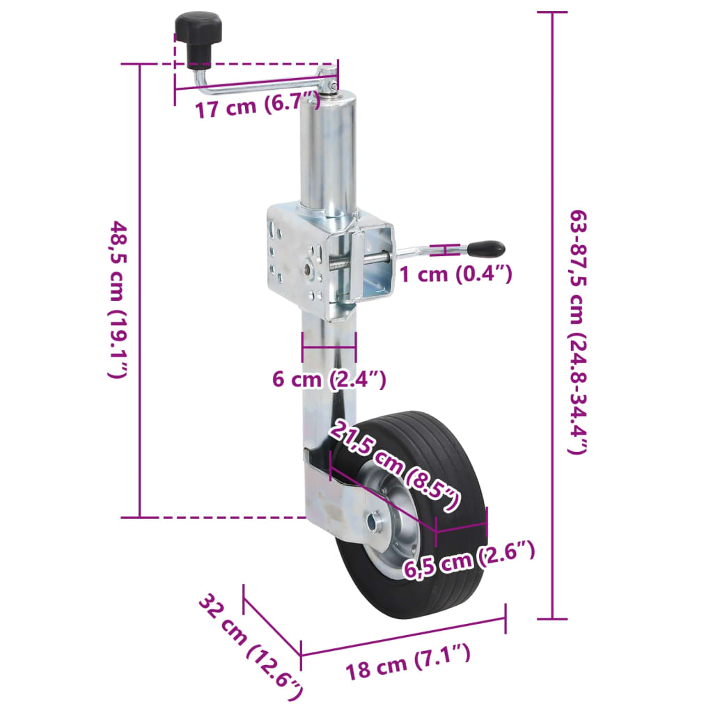 vidaXL Trailer Jack Wheel with Split Clamp 60 mm Galvanised Steel