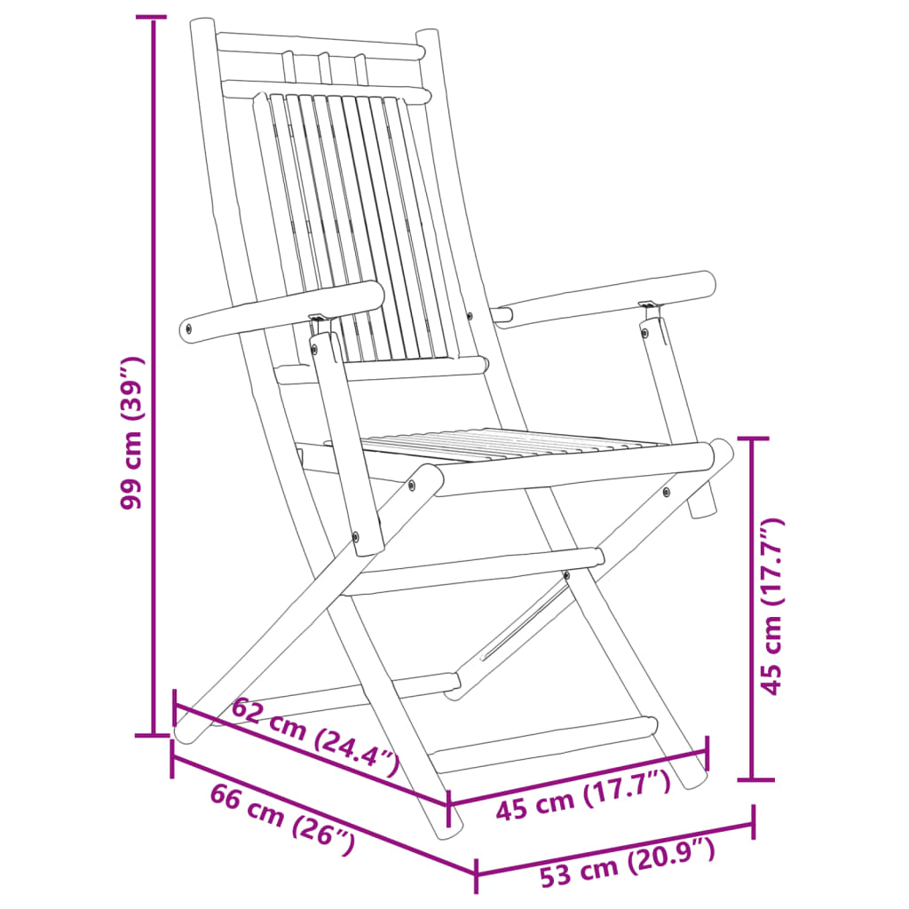 Folding Chairs 2 pcs 53x66x99 cm Bamboo