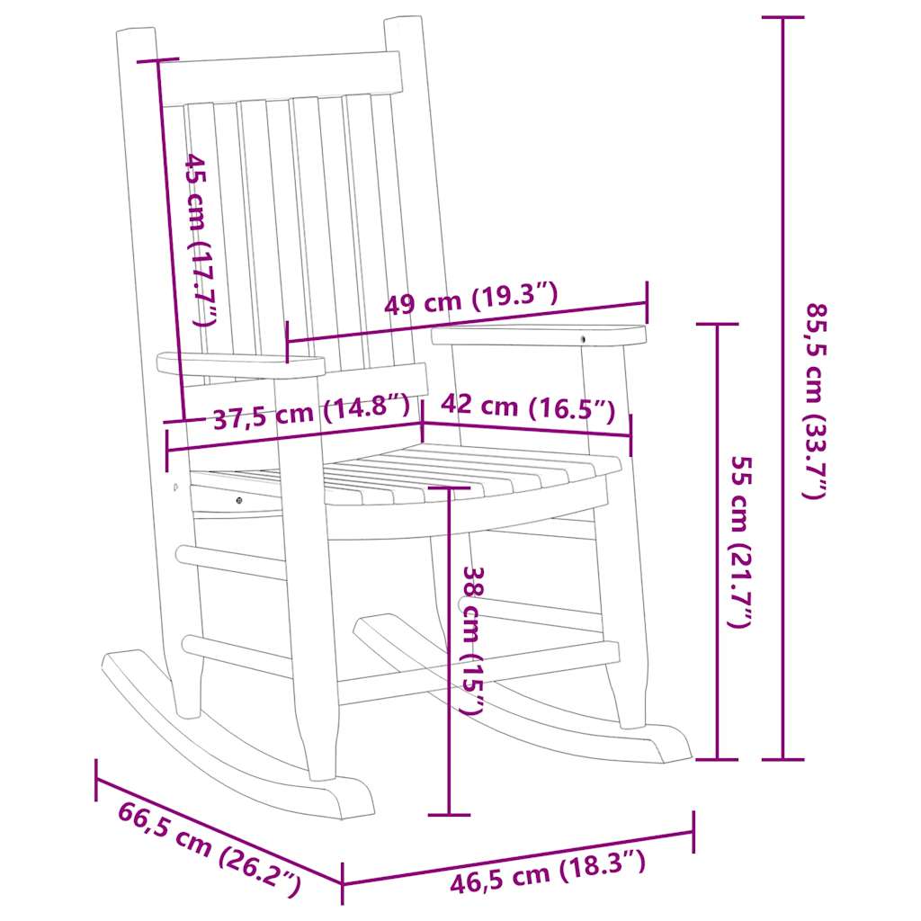 Rocking Chair for Children White Solid Wood Poplar
