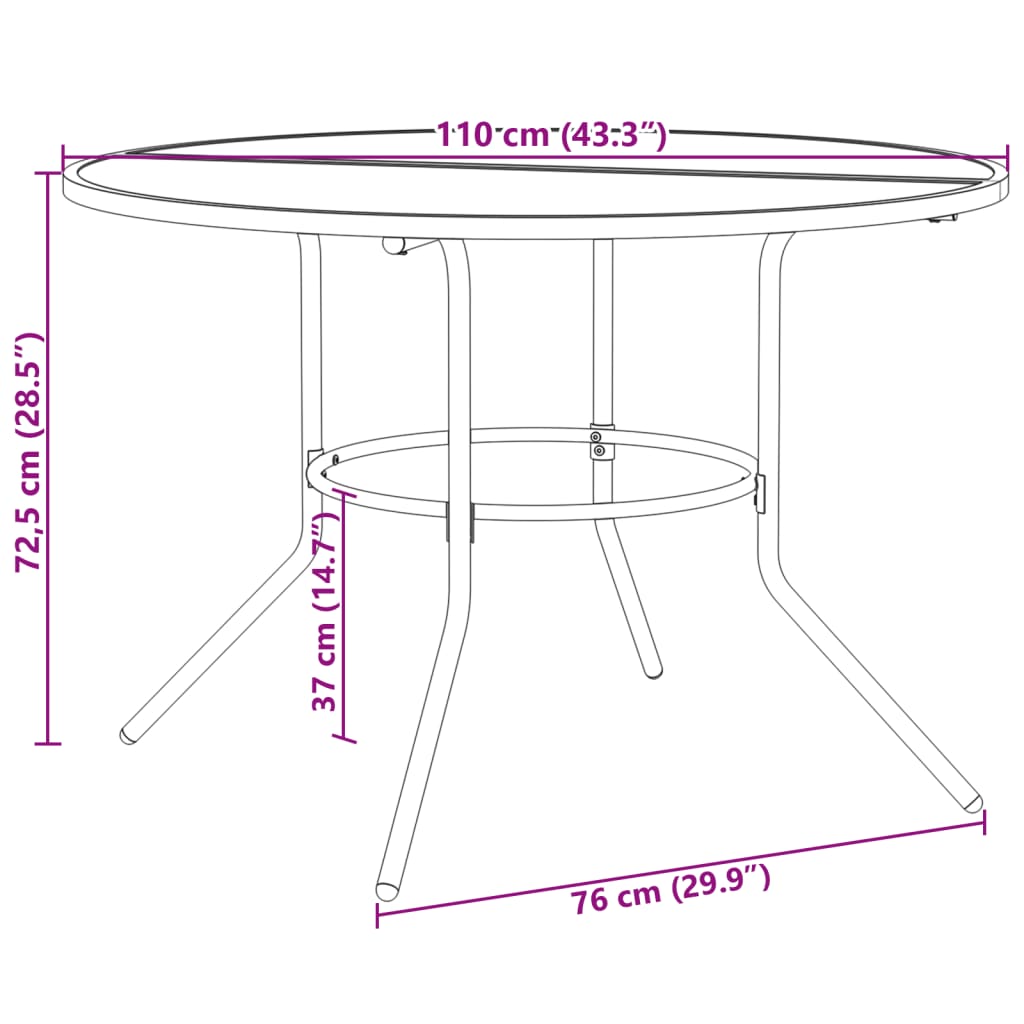 Patio Table Round Anthracite Ø110x72,5 cm Powder-coated Steel