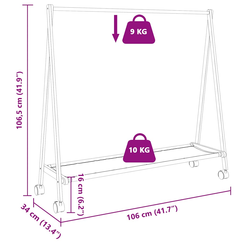 Clothes Rack with Shelves and Wheels 106x34x106,5 cm Bamboo