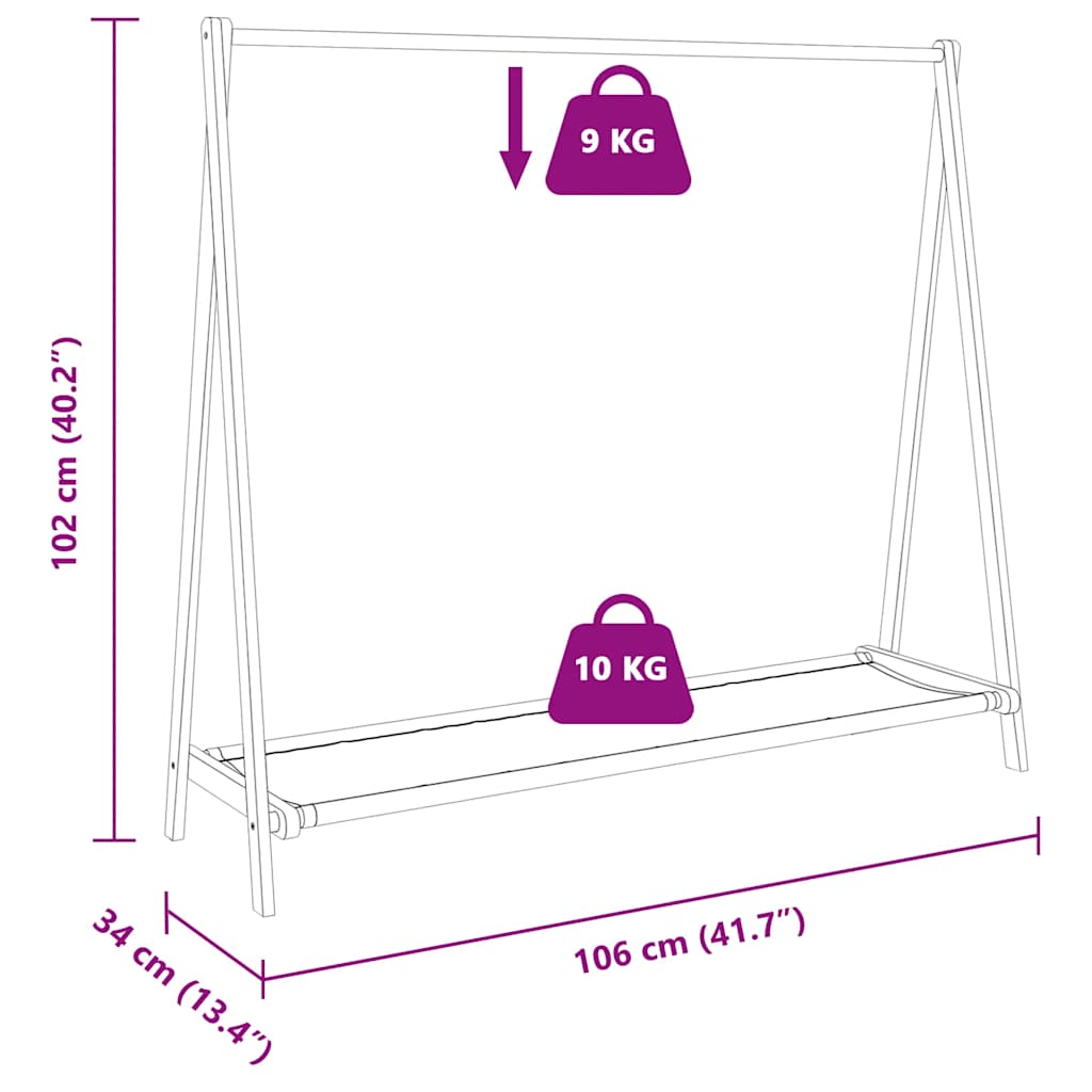 Clothes Rack | Natural Bamboo | Varnished Bamboo, Fabric | Medium