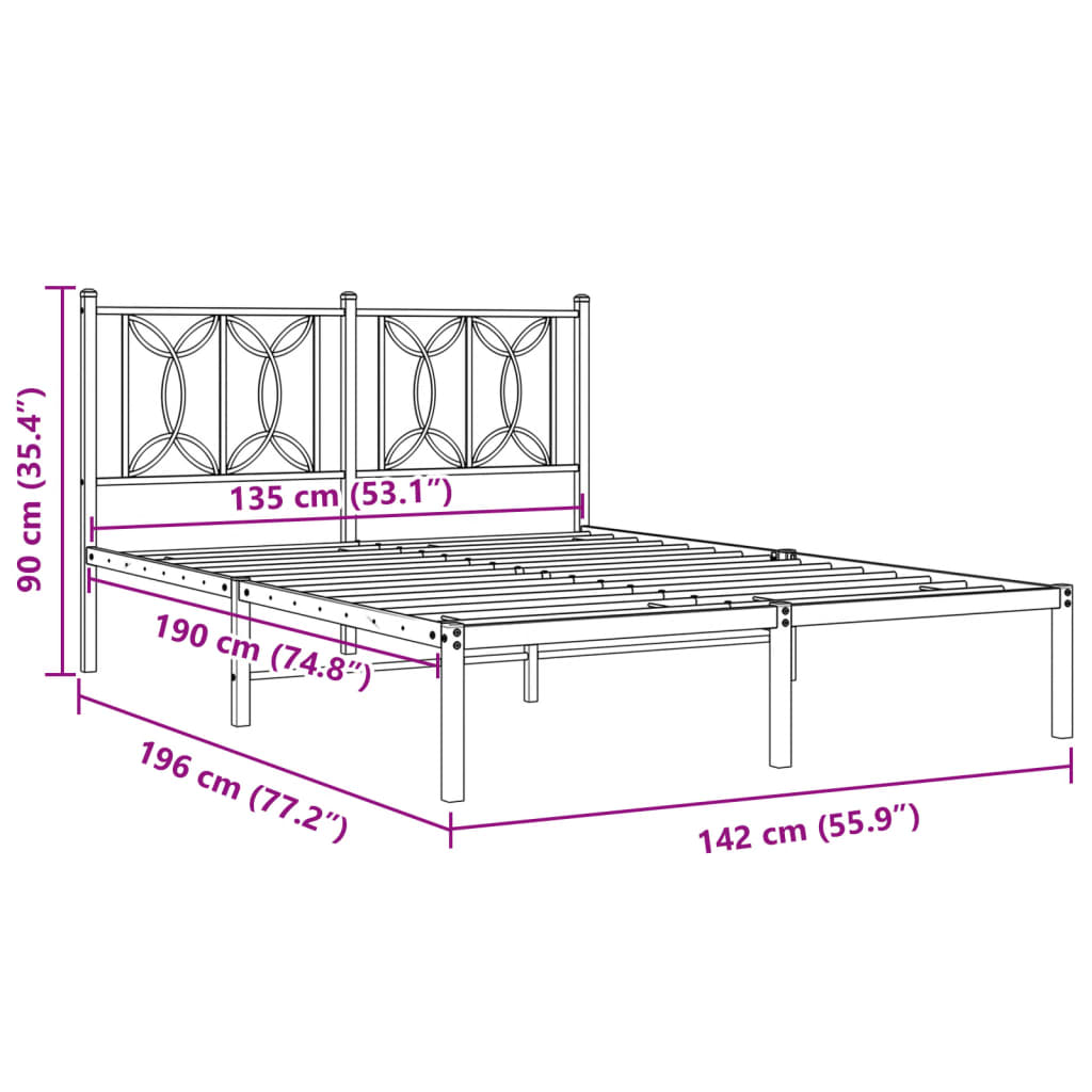 Bed Frame | Black | Steel | Double | Bed Frame | Rectangular | Modern