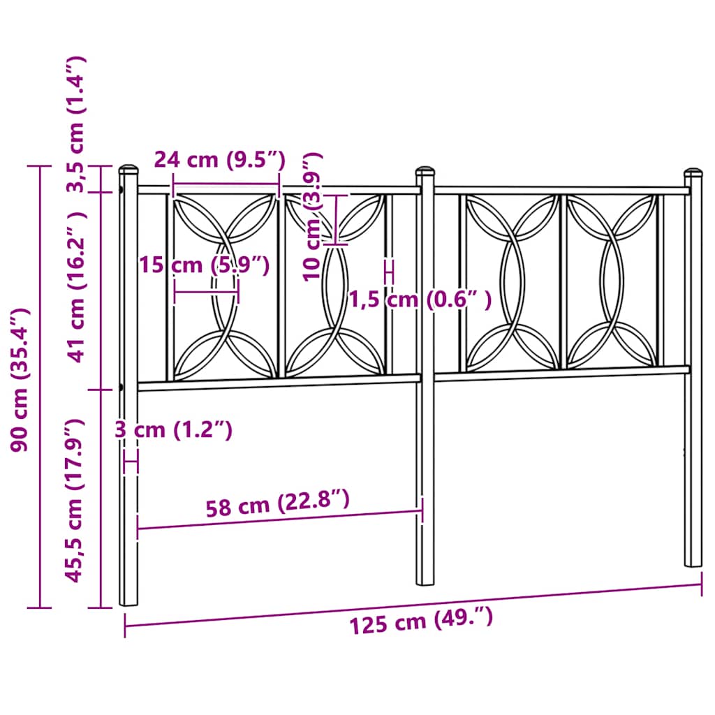 Metal Replace Headboard Black 107 cm