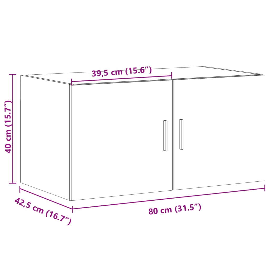 Wall Cabinet White 80x42,5x40 cm Engineered Wood