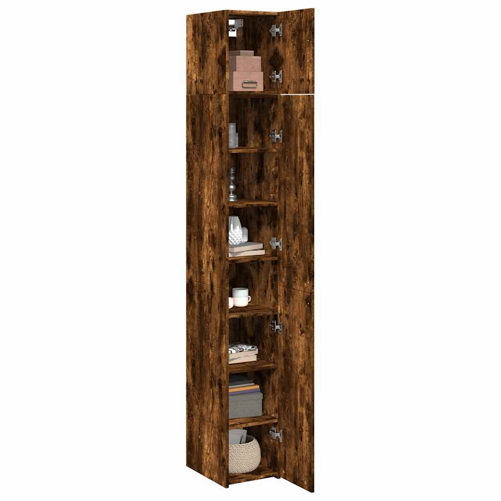 Slim Storage Cabinet Smoked Oak 30x42,5x225 cm Engineered Wood