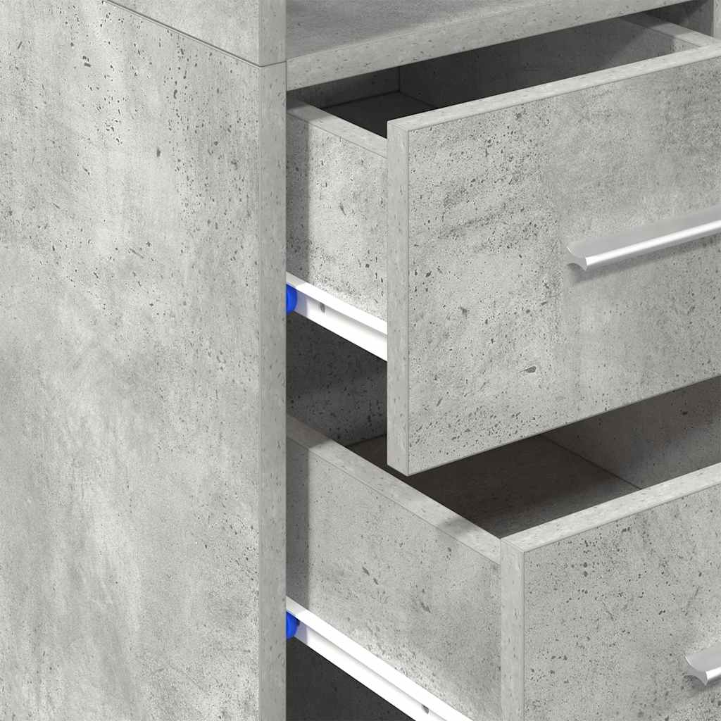 Slim Storage Cabinet Concrete Grey 30x42,5x225 cm Engineered Wood