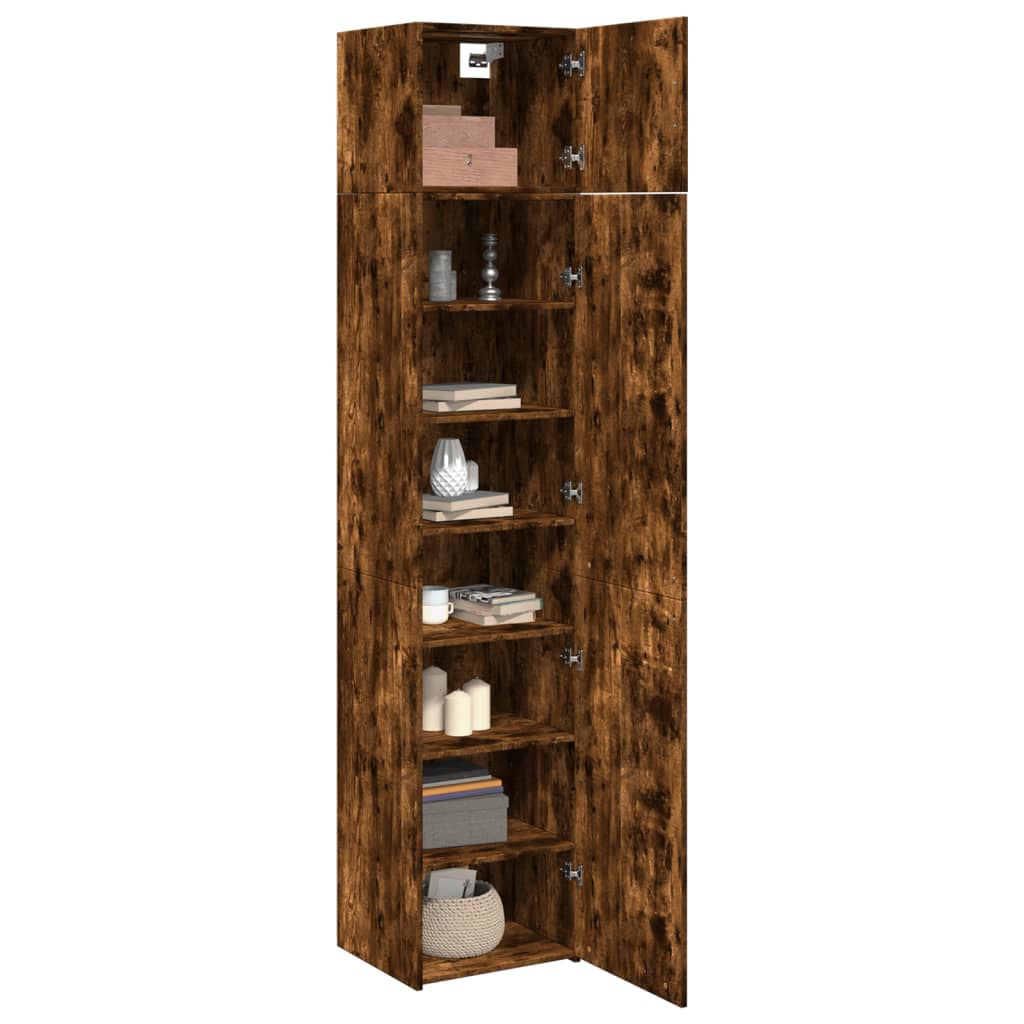 Slim Storage Cabinet Smoked Oak 45x42,5x225 cm Engineered Wood