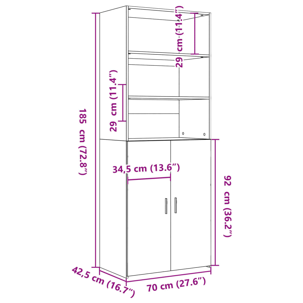 Highboard Smoked Oak 70x42,5x185 cm Engineered Wood