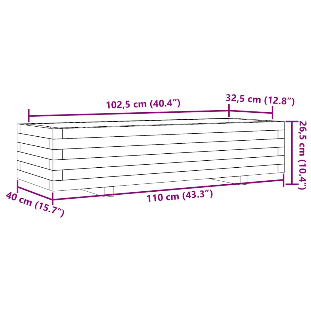 Garden Planter Wax Brown 110x40x26.5 cm Solid Wood Pine
