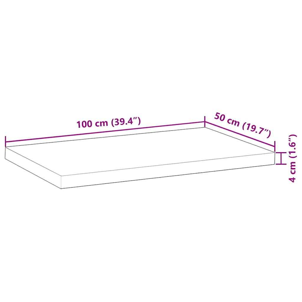 Table Top Rectangular 100x50x4 cm Solid Wood Acacia