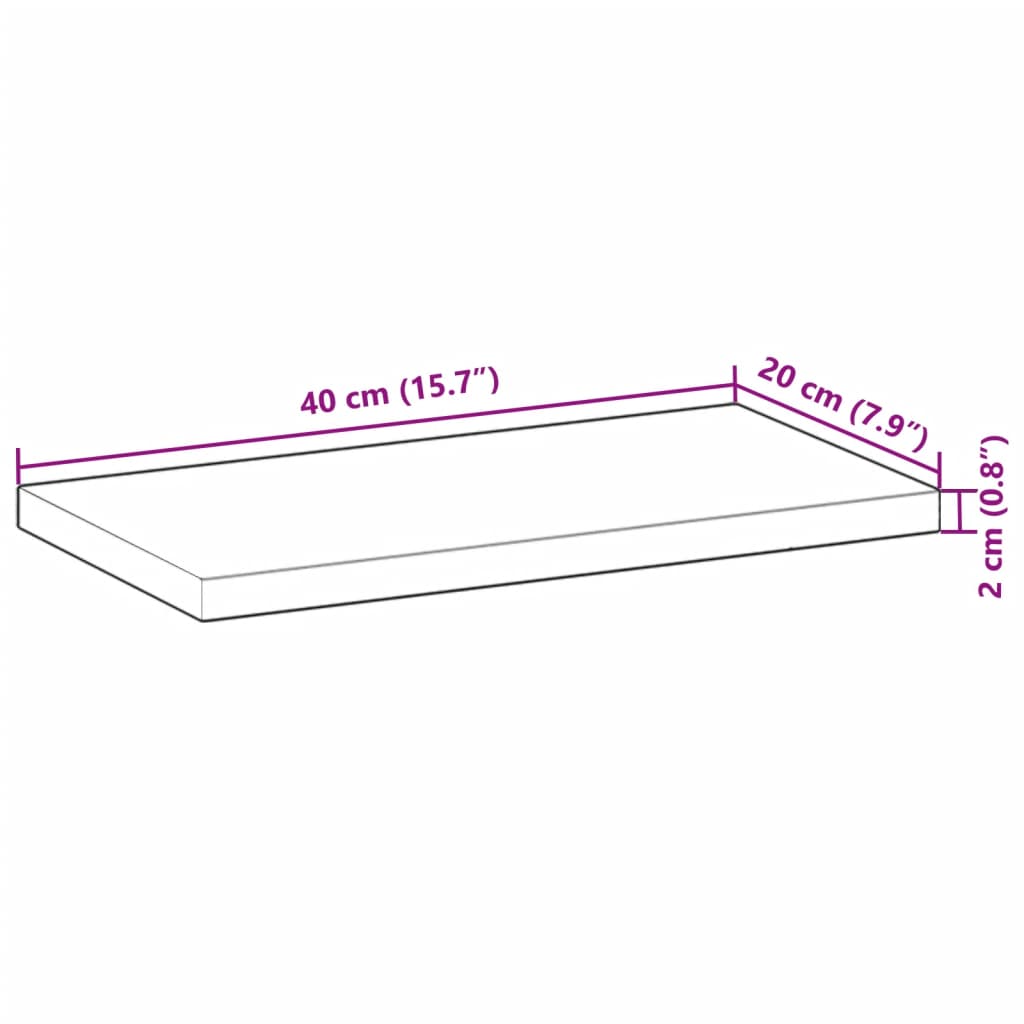 Table Top Rectangular 40x20x2 cm Solid Wood Acacia