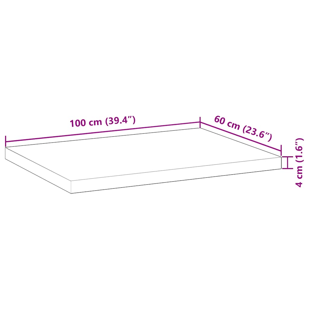 Table Top Rectangular 100x60x4 cm Solid Wood Acacia