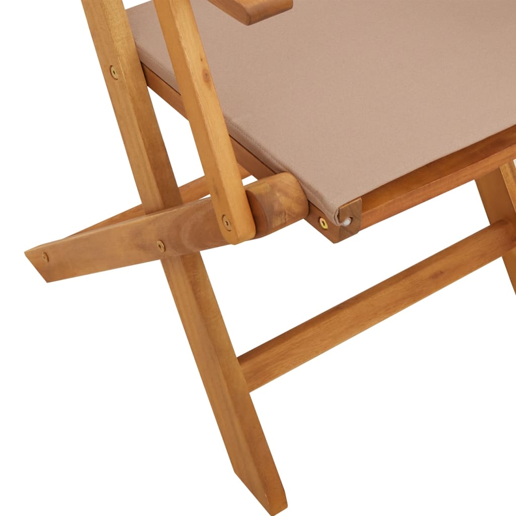 Bistro Set | Taupe | Solid Acacia wood | 2-Seater | Foldable | Bistro Set