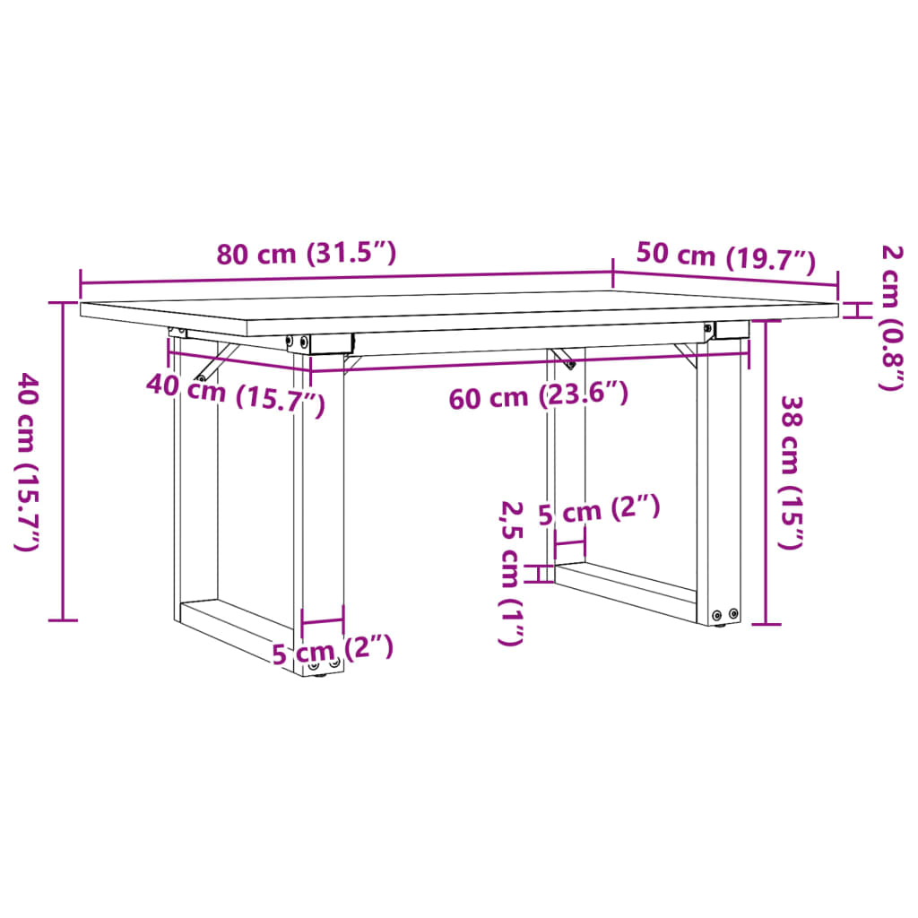 Coffee Table O-Frame 80x50x40 cm Solid Wood Pine and Steel