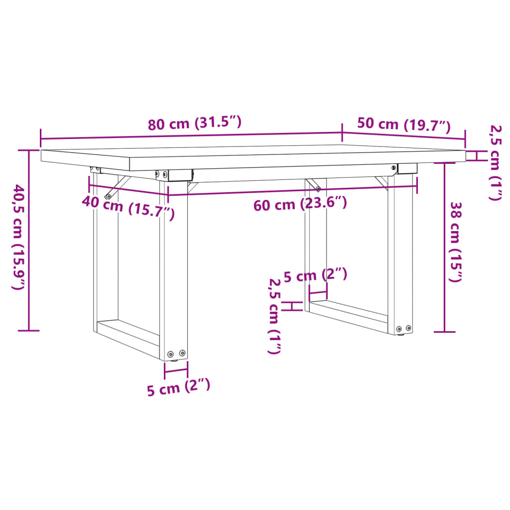 Coffee Table O-Frame 80x50x40,5 cm Solid Wood Pine and Steel