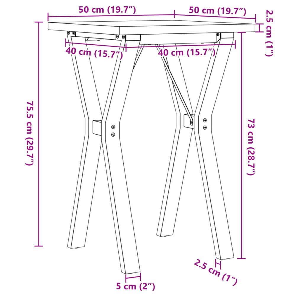 Dining Table Y-Frame 50x50x75,5 cm Solid Wood Pine and Steel