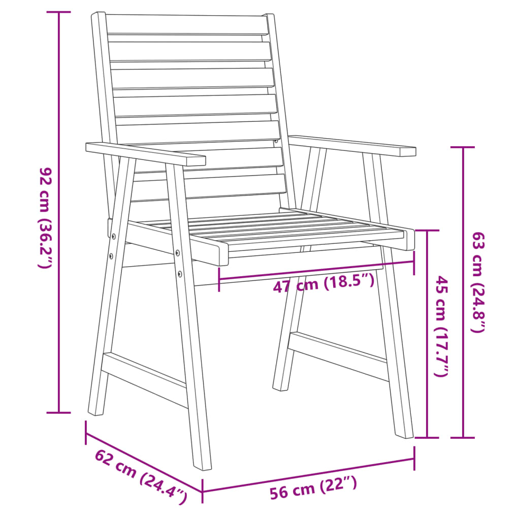 3 Piece Garden Dining Set Solid Wood Acacia