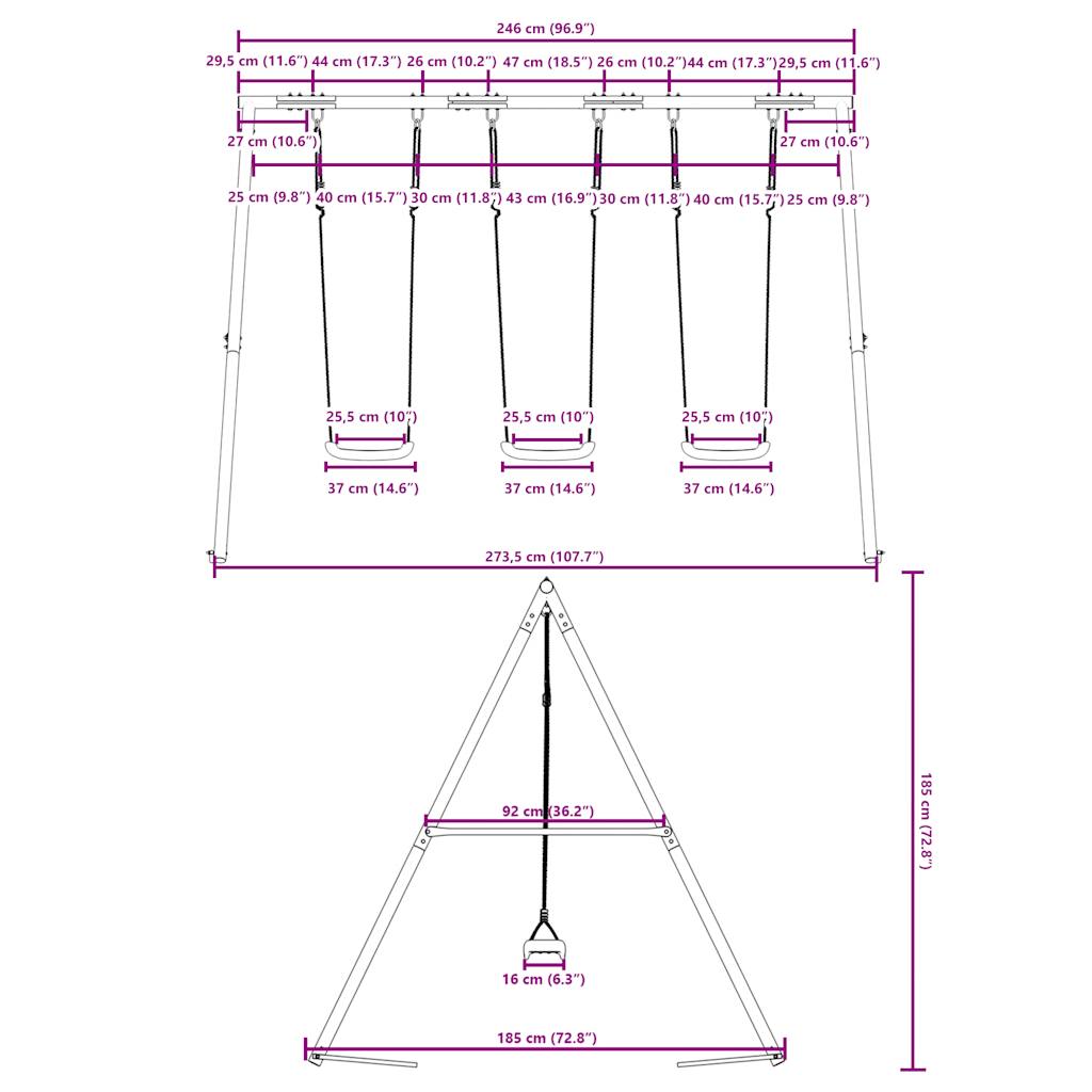 Outdoor Swing Set with 3 Swings