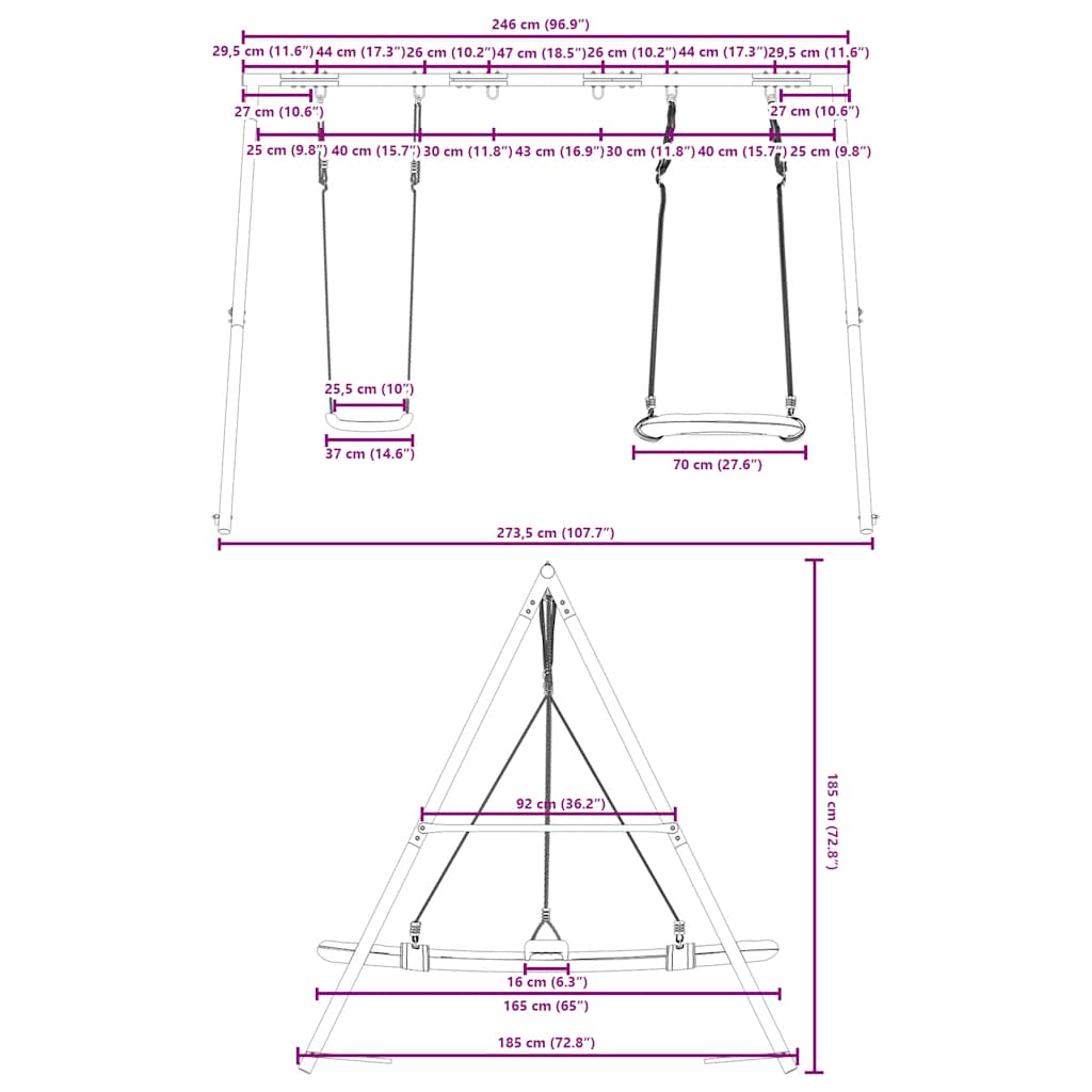 Outdoor Swing Set with Swing and Nest Swing