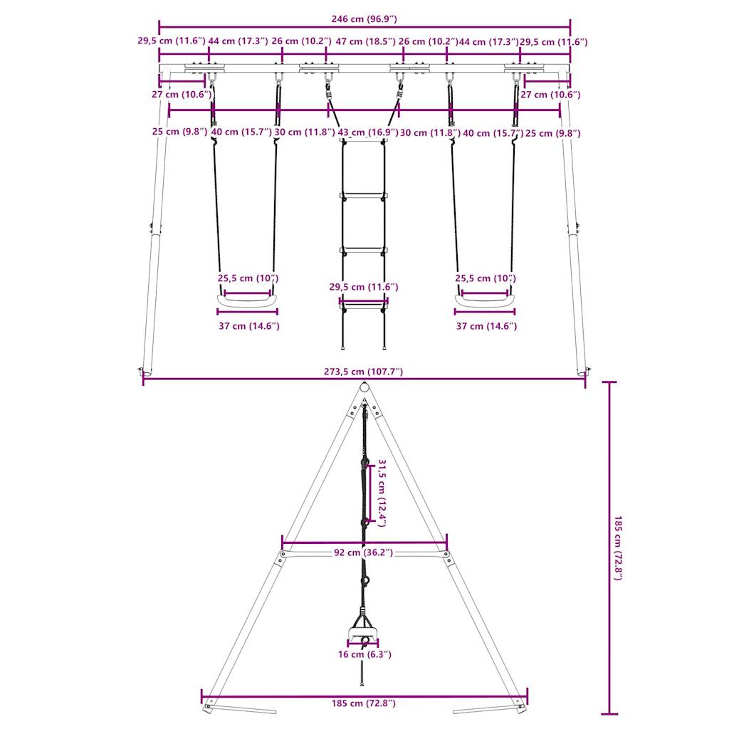 Outdoor Swing Set with Swings and Ladder