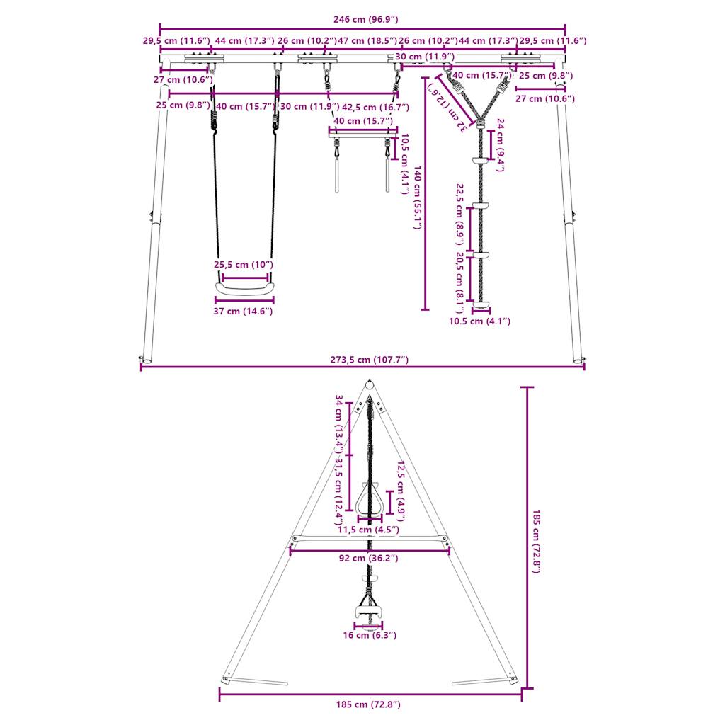 Outdoor Swing Set with Swing, Trapeze, Disc Swing