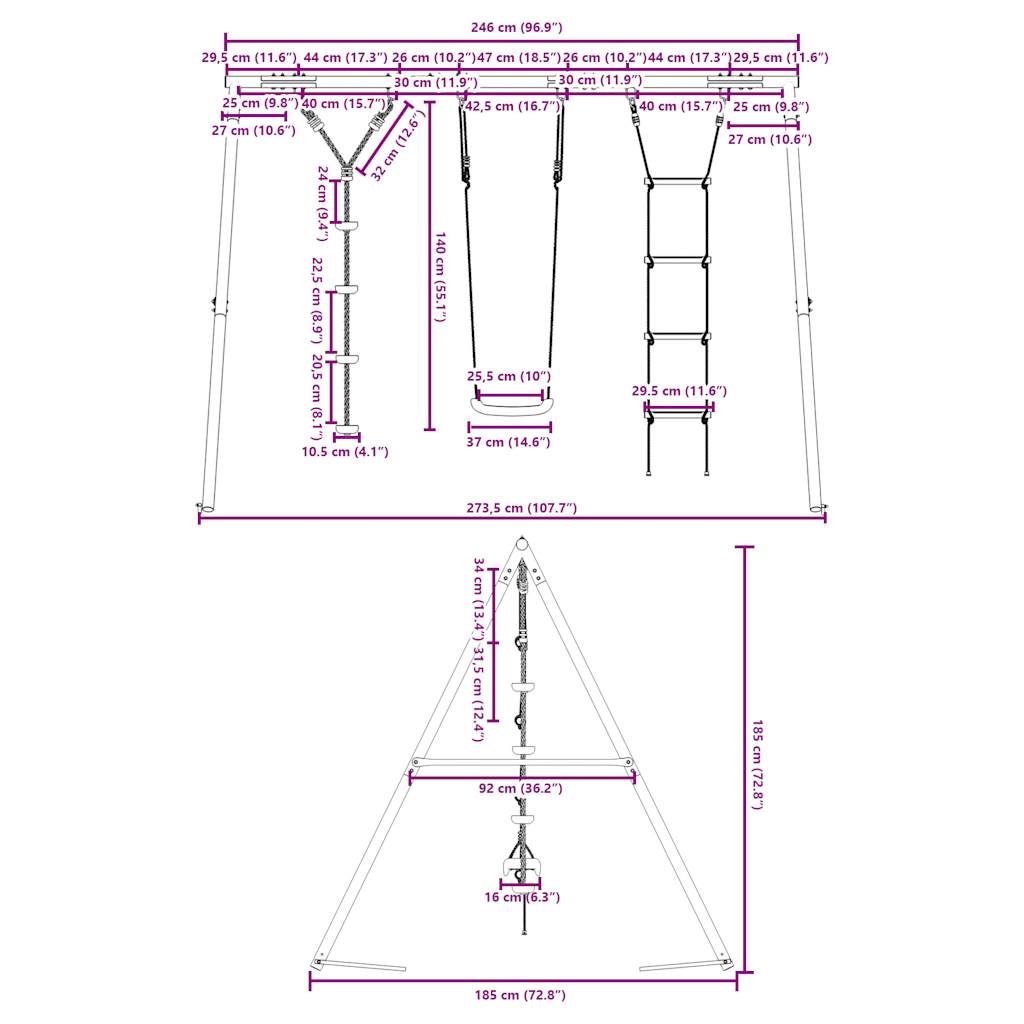 Outdoor Swing Set with Swing, Ladder, Disc Swing
