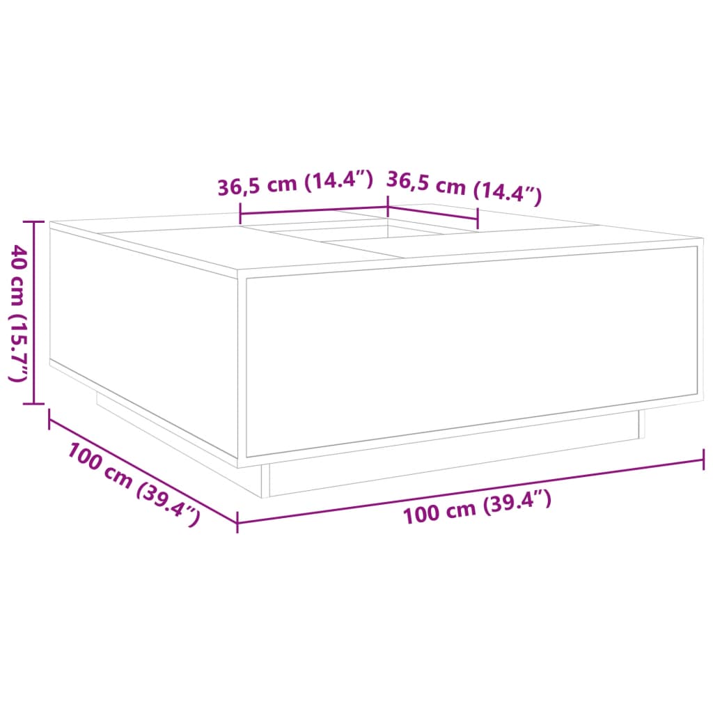 Coffee Table Concrete Grey 100x100x40 cm Engineered Wood