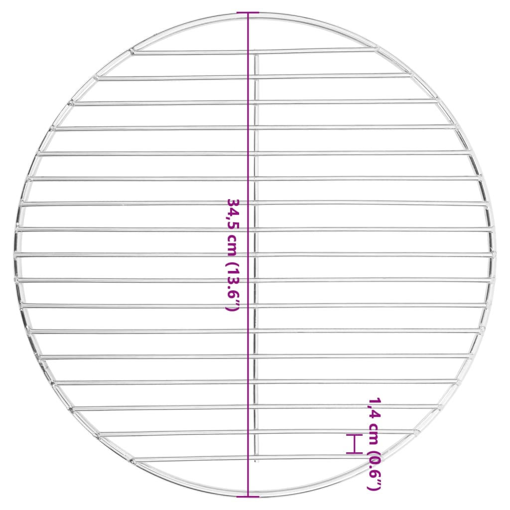 BBQ Grill Grate Round Ø34,5 cm 304 Stainless Steel