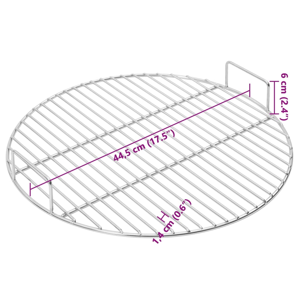 BBQ Grill Grate with Handles Round Ø44,5 cm 304 Stainless Steel